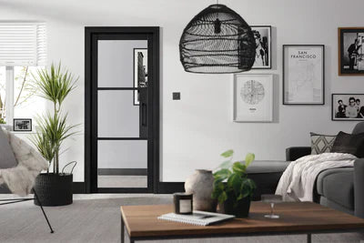 Internal Black Pre-Finished Tribeca 3L Clear Glazed Door