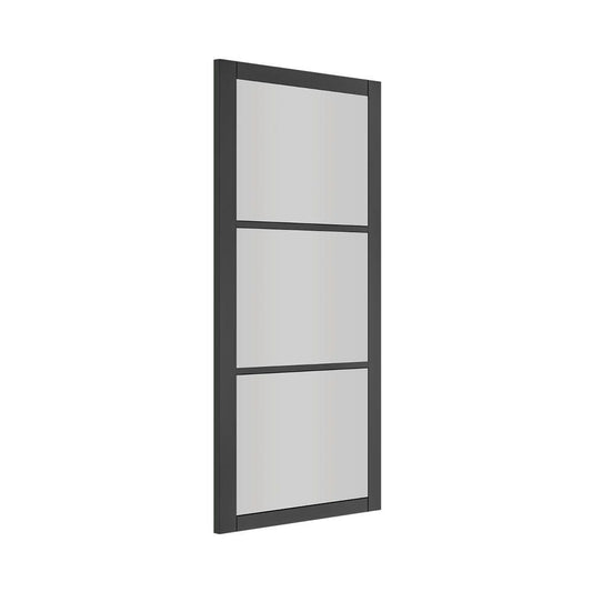 Deanta Camden Prefinished Internal Black Door With Clear Glass