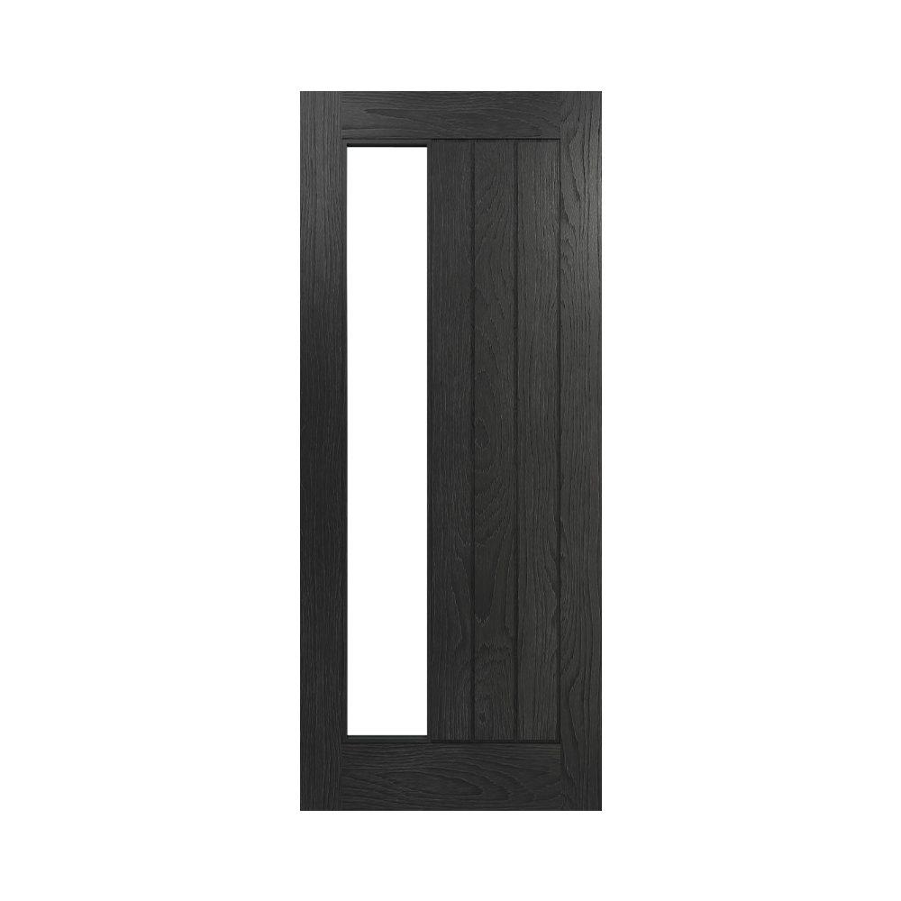 Deanta Ely 1SL Brushed Black Oak Internal Door with Glass
