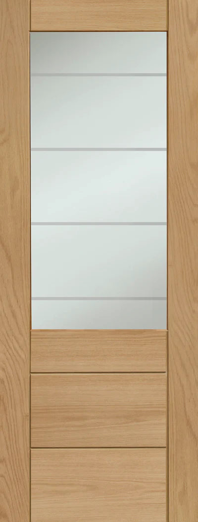 XL Joinery Internal Oak Door Essentials Palermo 2XG with Clear Etched Glass