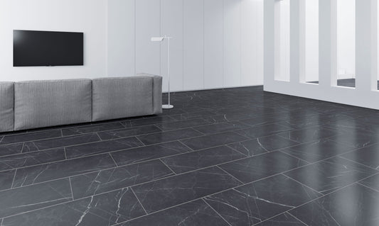 FAUS Industry Tile Black Marble Tile 8mm Laminate Floor