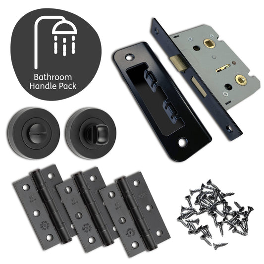 Curone Fire Door Handle Pack Matt Black with 75mm Latch