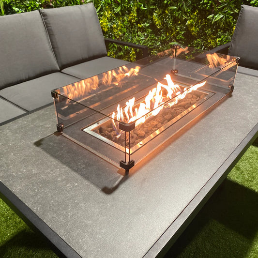 Liberty Sienna Aluminium Grey Garden Sofa Dining Set With Firepit