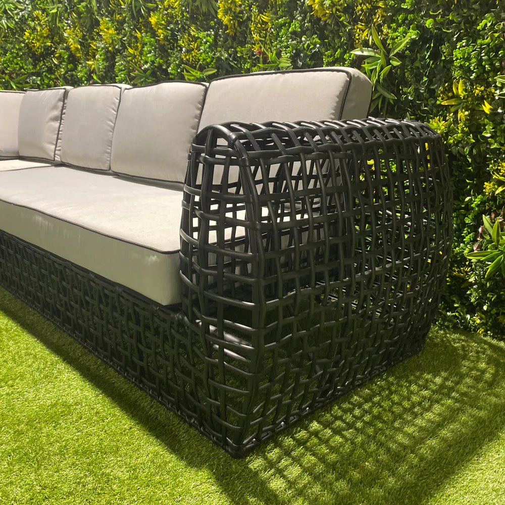 Liberty Indi Rattan Corner Black Garden Outdoor Sofa Set Open Rattan Feature