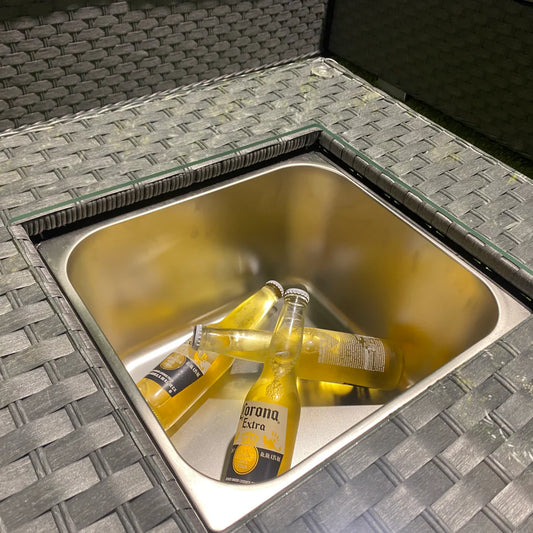 Liberty Rattan Garden Corner Brown Sofa Set With Ice Bucket Coffee Table Feature