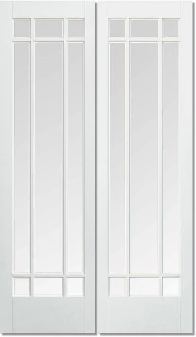 Internal White Door Solid Primed Manhattan Glazed Pair