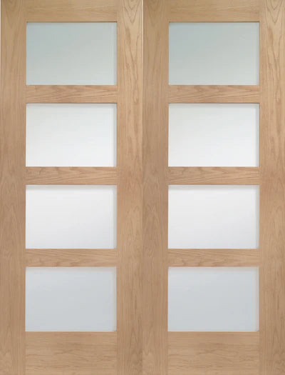 XL Joinery Internal Oak Shaker Door Pair Clear Glazed