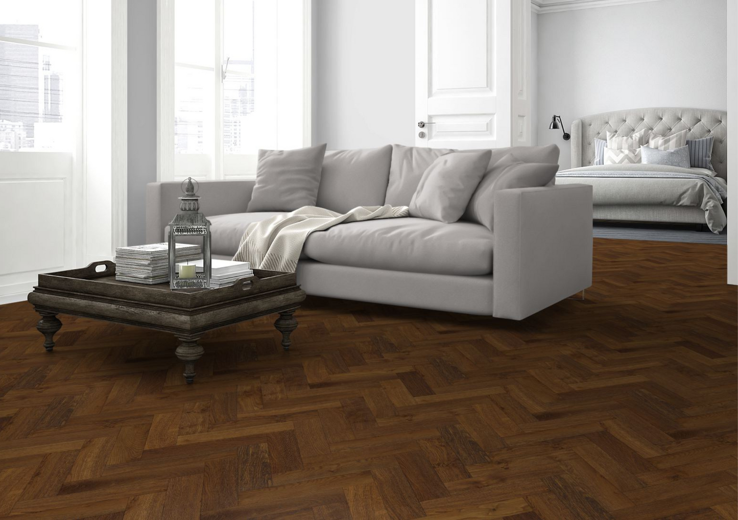 Liberty Lignum Strata Double Smoked & Brushed Oak 15x90mm 15mm Engineered Wood Flooring Herringbone