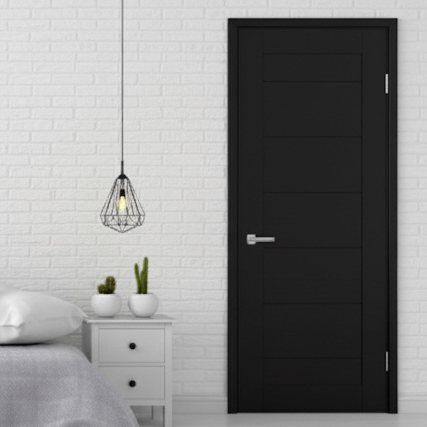 XL Joinery Internal Black Door Palermo Fully Finished Panelled 7 Panel