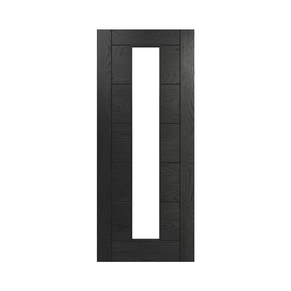 Deanta Seville 1L Brushed Black Oak Internal Door with Glass
