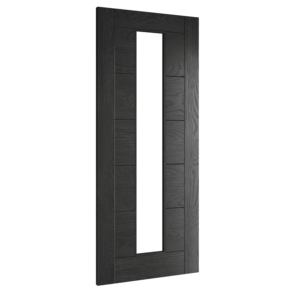 Deanta Seville 1L Brushed Black Oak Internal Door with Glass