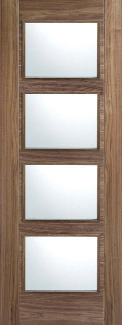 Internal LPD Walnut Vancouver 4L Clear Glazed Fire Door