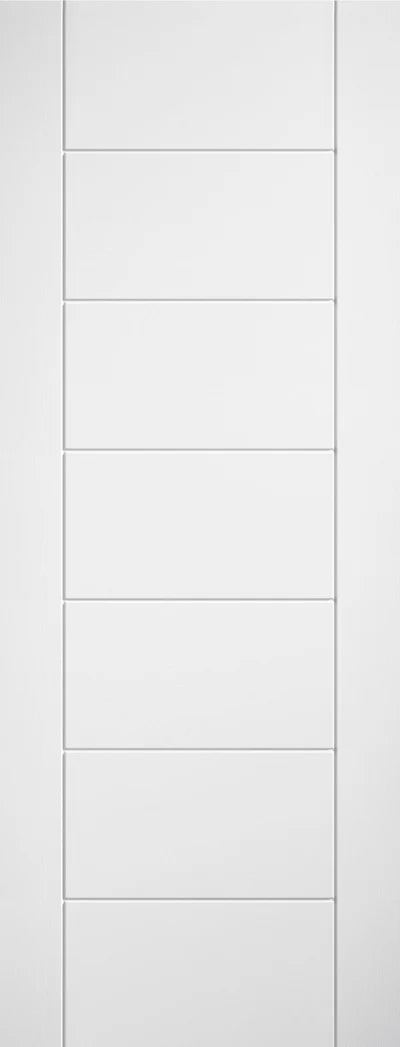 Internal White Linear 7 Panel White Laminate Pre-Finished Fire Door