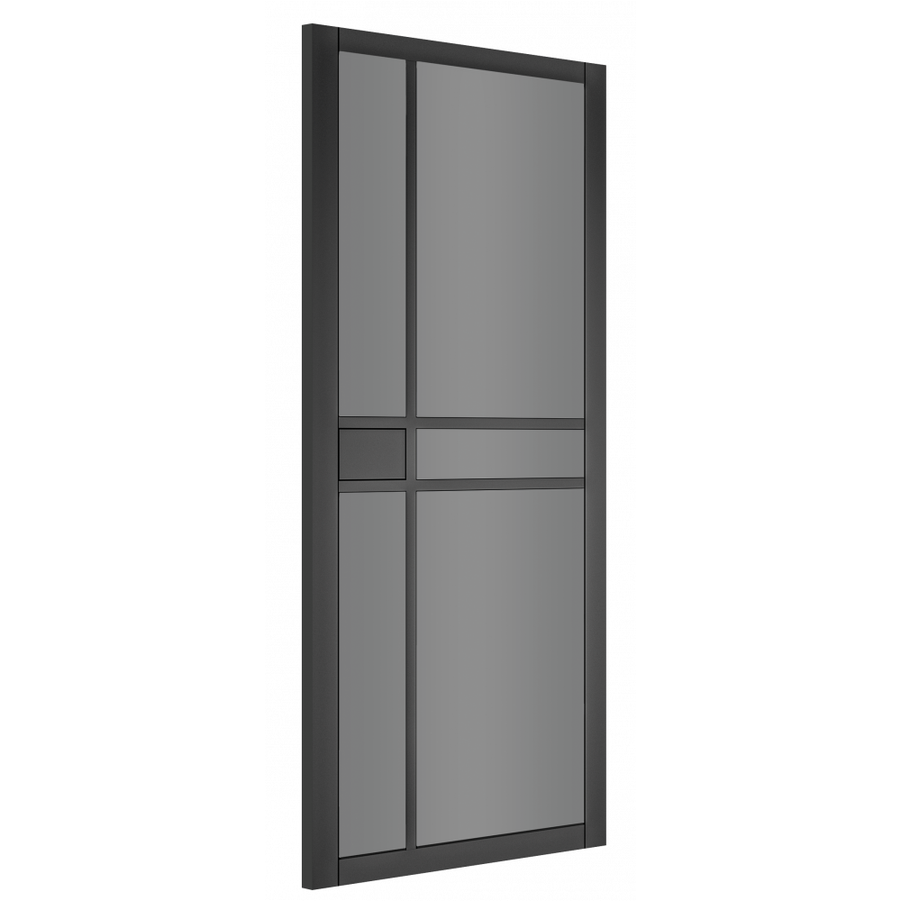 Deanta Internal Black Dalston Tinted Glazed Door Fully Finished Industrial Style