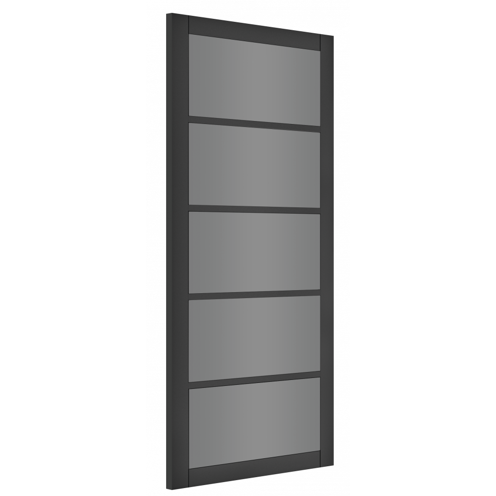 Deanta Internal Black Shoreditch Tinted Glazed Door Fully Finished Industrial Style