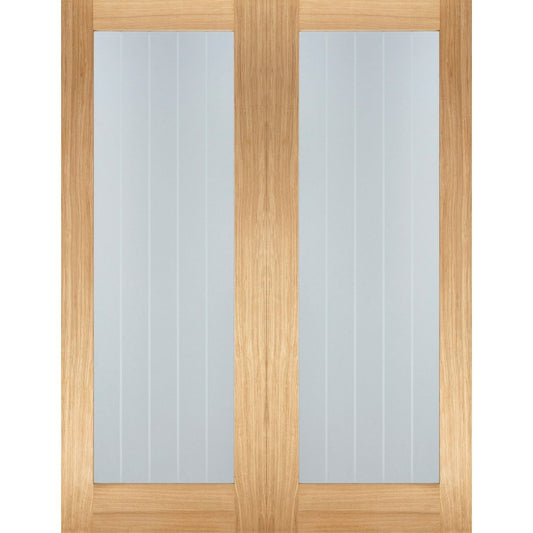 Internal Oak Mexicano Pattern 10 Glazed Pair Of Doors