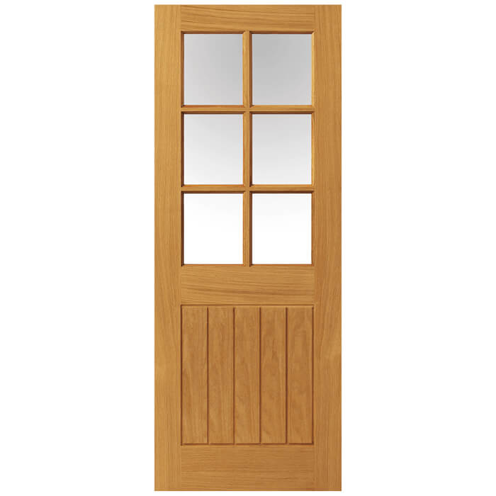 Internal Oak Mexicano 6 Light Bevelled Glazed Door Clear Glass