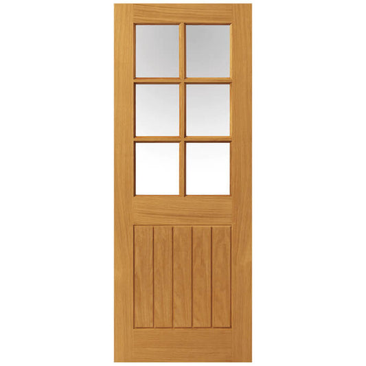 Internal Oak Mexicano 6 Light Bevelled Glazed Door Clear Glass