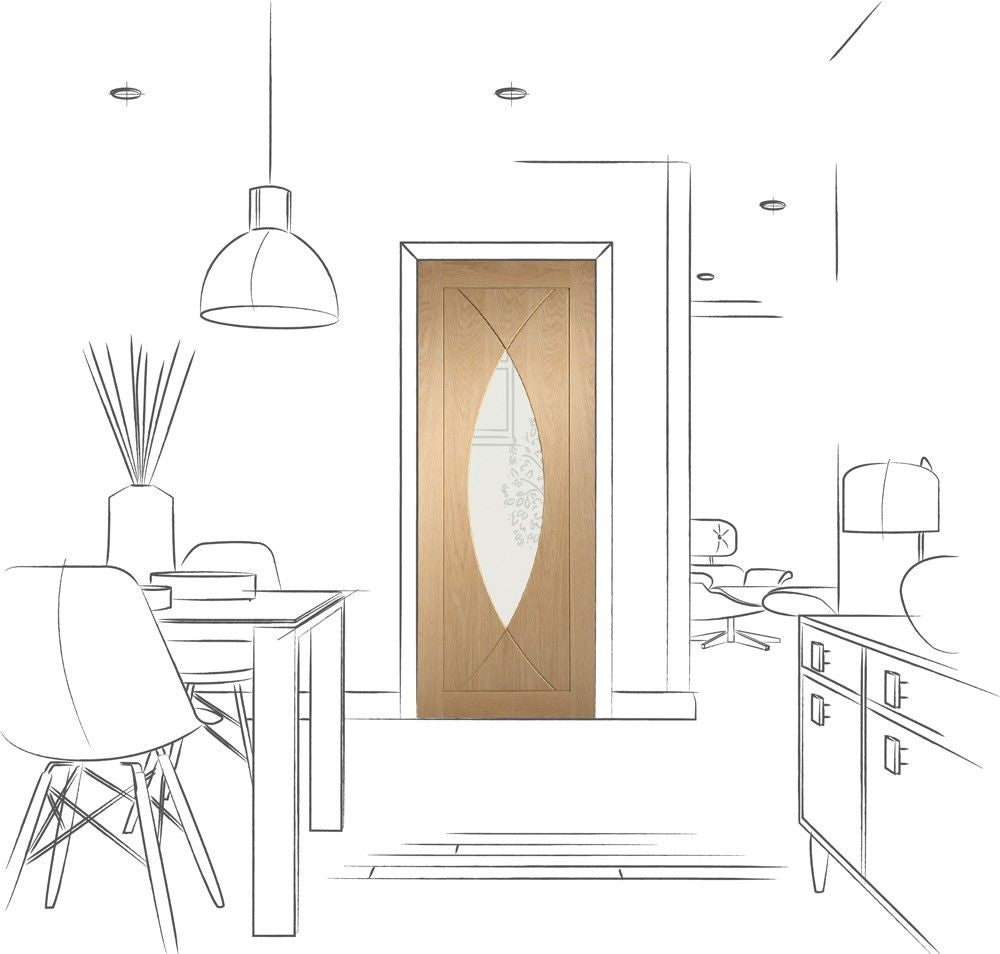 Clearance Internal Oak Pesaro Glazed Door With Clear Glass