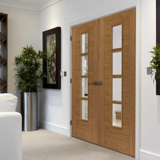 Liberty Internal Oak Bela Door Prefinished 4 Light Clear Glazed