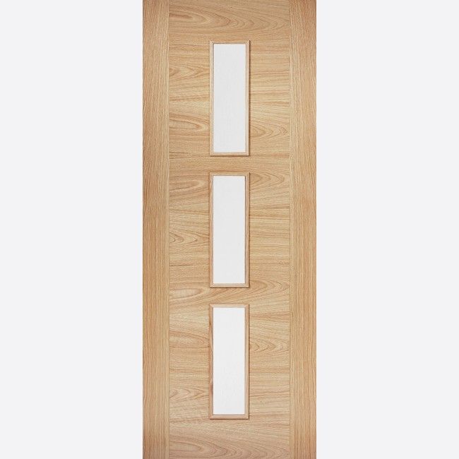 Internal Oak Sofia 3L Pre-Finished Door With Clear Glass