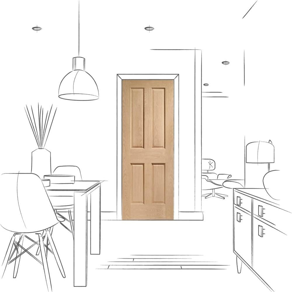 XL Joinery Prefinished Oak Victorian 4 Panel Fire Door
