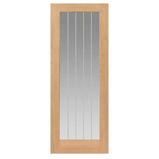 Liberty Internal Oak Thames 1 Light Glazed Door Clear With Etched Lines