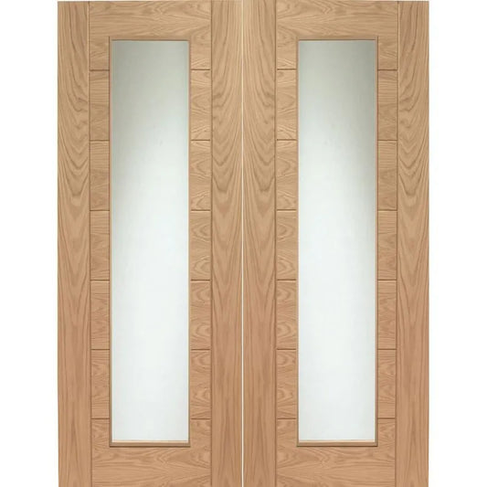 Internal Oak Palermo Rebated Pair Of French Doors With Clear Glass