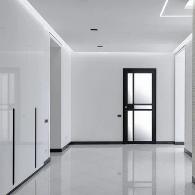 Internal Black Door Greenwich Glazed Door With Clear Glass Fully Finished