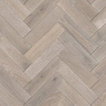 Timba Floor Engineered Herringbone Real Oak Brushed & Oiled Whitewash Grey Flooring 14x100mm 4416