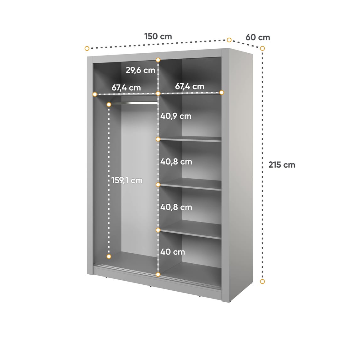 Liberty Arti 18 - 2 Sliding Door Wardrobe 150cm