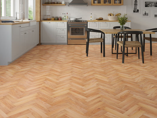 Liberty Wood Herringbone Real Wood 10mm Engineered Flooring Natural Oak Brushed UV Oiled Finish