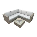 Liberty Rattan Garden Corner Brown Sofa Set With Ice Bucket Coffee Table Feature