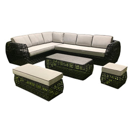 Liberty Rattan Corner Black Garden Outdoor Sofa Set Open Rattan Feature