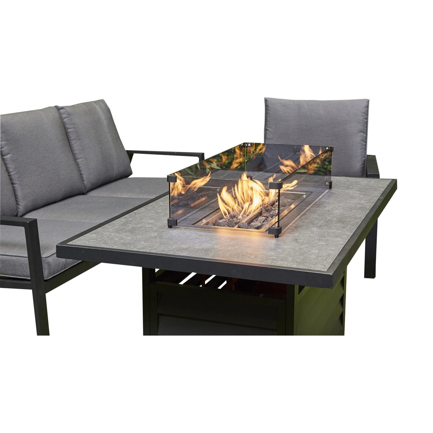 Liberty Sienna Aluminium Grey Garden Sofa Dining Set With Firepit