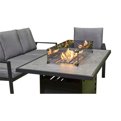 Liberty Sienna Aluminium Grey Garden Sofa Dining Set With Firepit