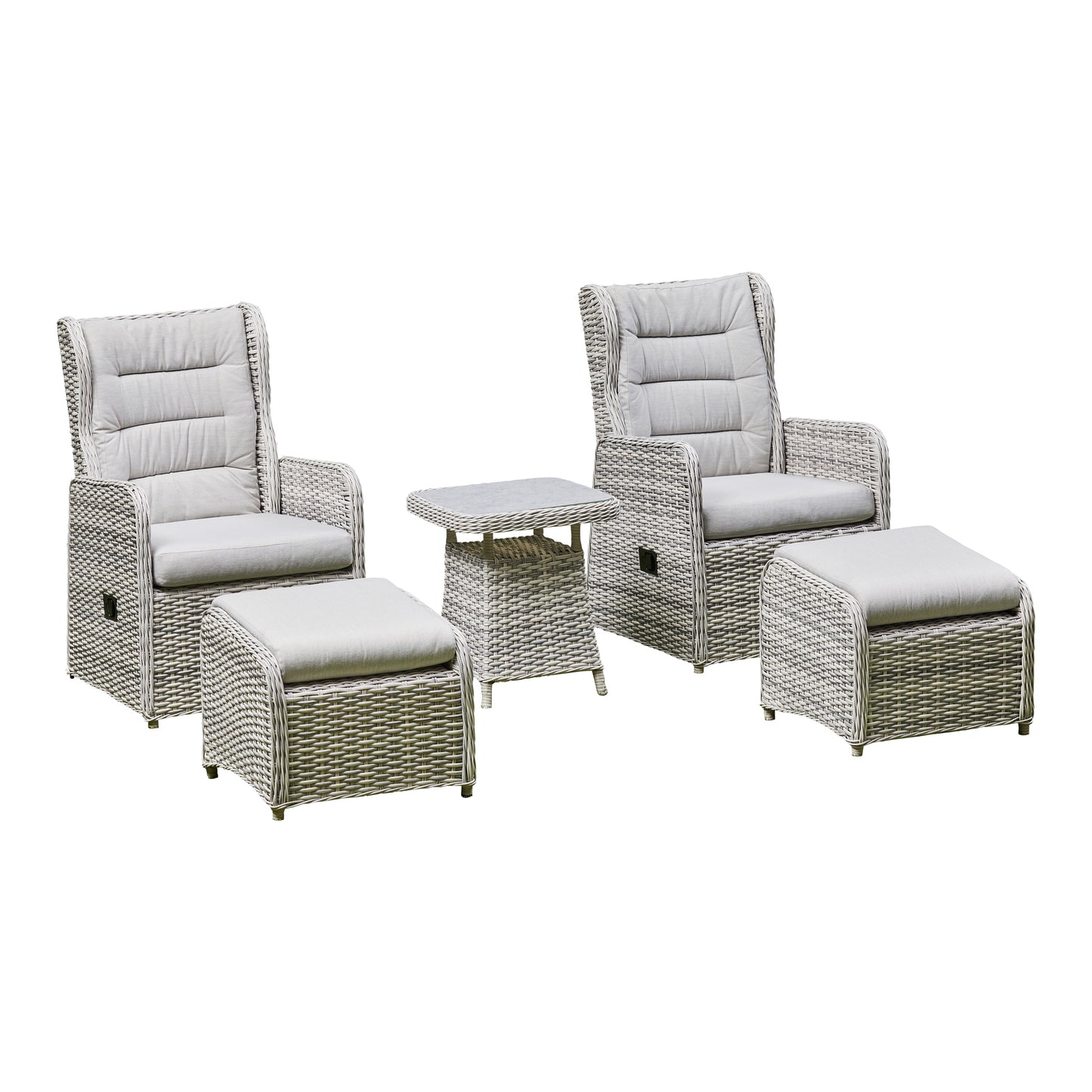 Liberty Willow 5 Piece Luxury Rattan and Aluminium Reclining Lounge Garden Set