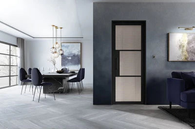 Internal Black Pre-Finished Tribeca 3L Reeded Glass Door