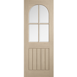 Internal Blonde Oak Mexicano Arched Square Top Clear Glazed Pre-Finished Door