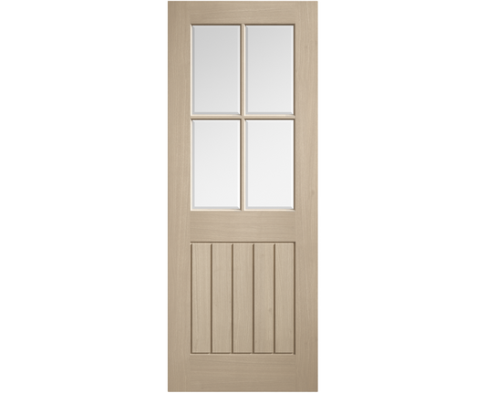 Internal Blonde Oak Mexicano Clear Bevelled 4L Glazed Pre-Finished Door