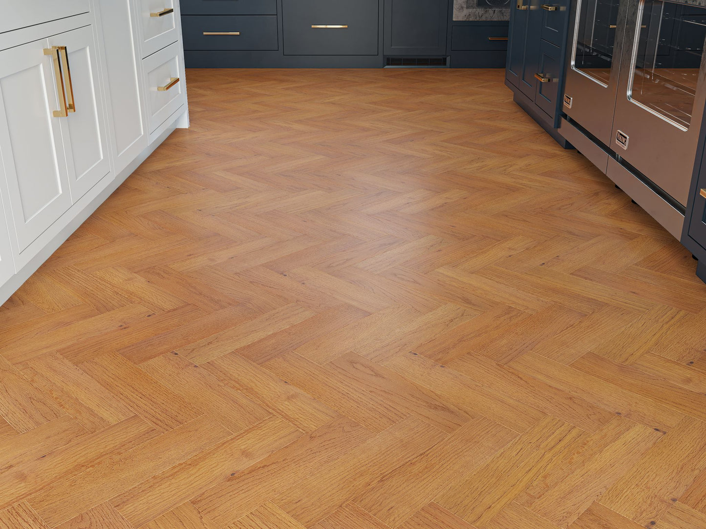 Liberty Wood Herringbone Real Wood 10mm Engineered Flooring Golden Oak Brushed UV Oiled