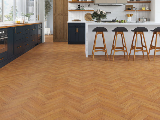 Liberty Wood Herringbone Real Wood 10mm Engineered Flooring Golden Oak Brushed UV Oiled