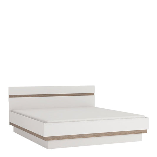 Liberty Luxury White Gloss & Oak Trim King Size Bed Ottoman Lift Up