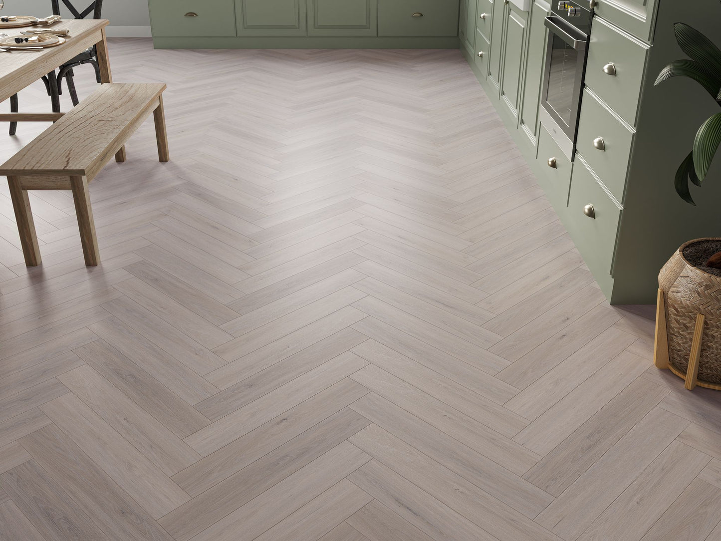 Liberty Lux Compton Light Grey Oak 5mm SPC Luxury Vinyl Flooring Herringbone
