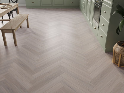 Liberty Lux Compton Light Grey Oak 5mm SPC Luxury Vinyl Flooring Herringbone