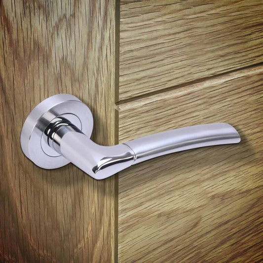 Drava Standard Door Handle Pack Chrome/Satin Chrome with 75mm Latch