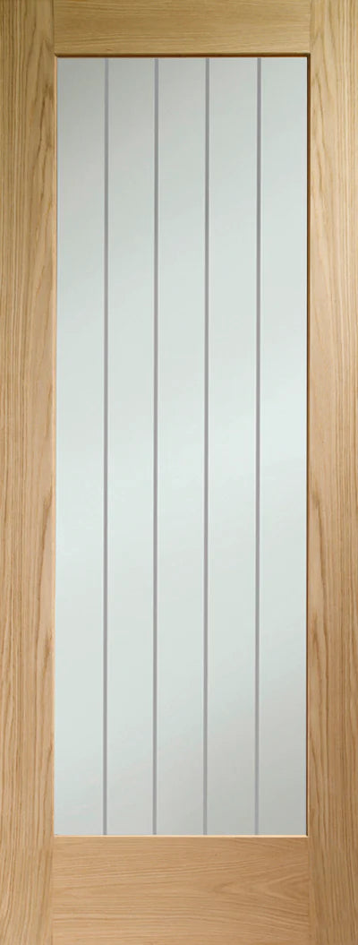 XL Joinery Internal Oak Suffolk Original Pattern 10 Clear Etched Glass Fire Door