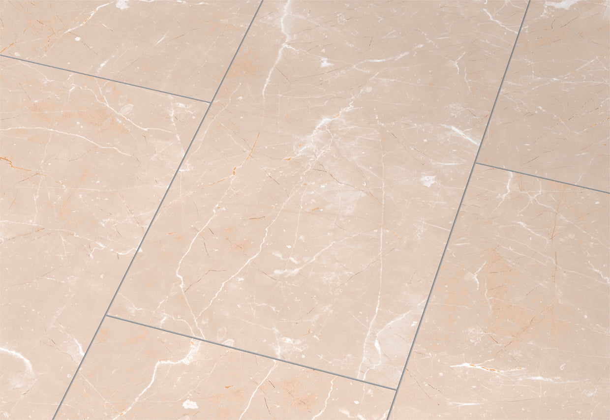 Liberty Falquon Stone Botticino Light Tile High Gloss 8mm Laminate Flooring