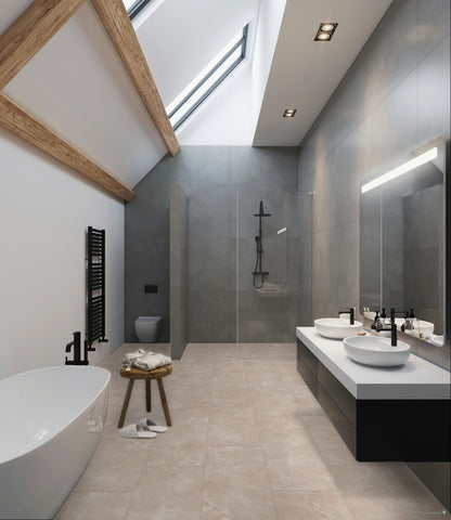 Liberty Falquon Stone Botticino Light Tile High Gloss 8mm Laminate Flooring