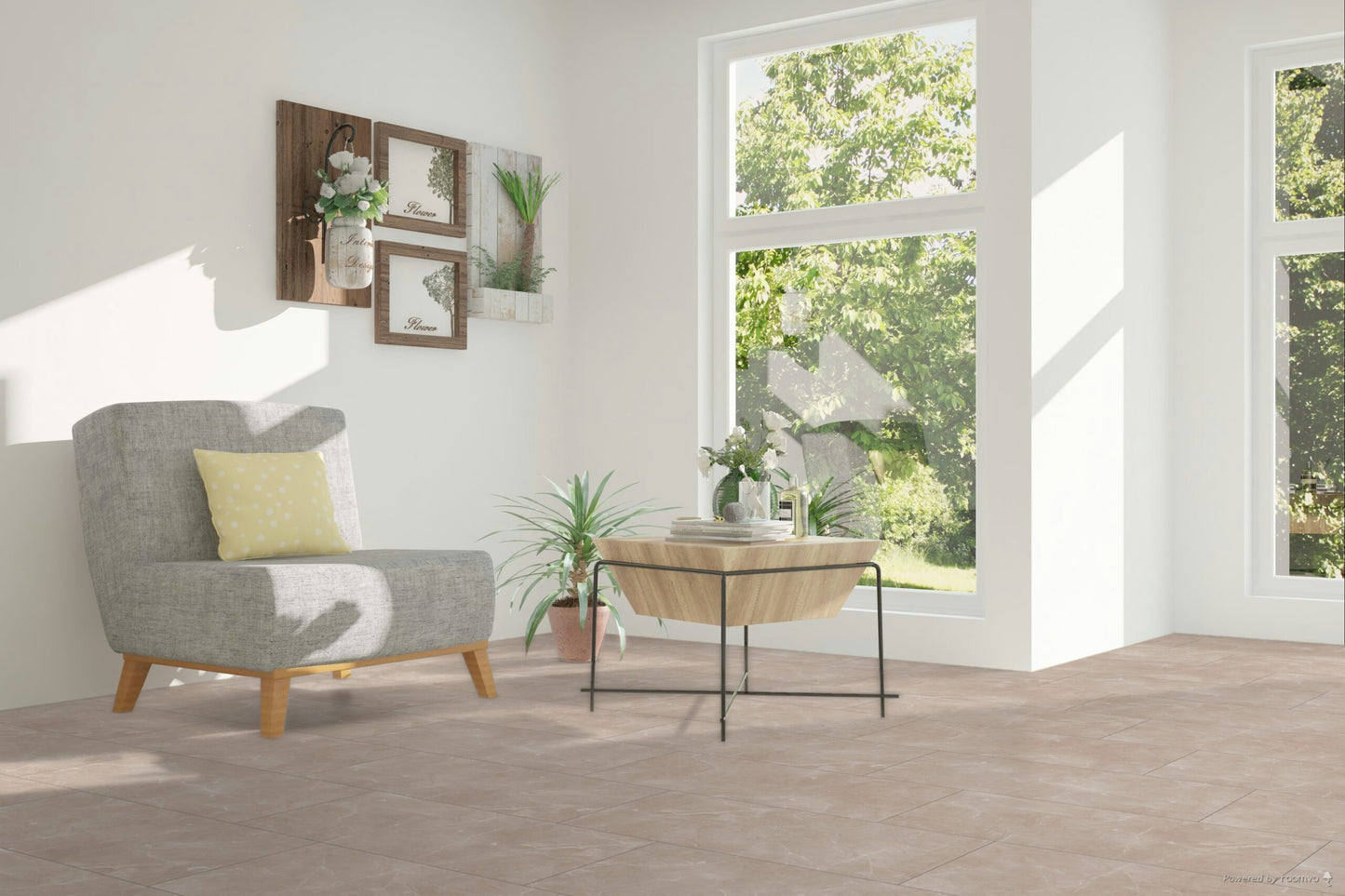 Liberty Falquon Stone Botticino Light Tile High Gloss 8mm Laminate Flooring